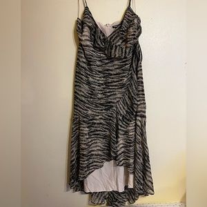 NEW EXPRESS $108 ZEBRA PRINT RUFFLE WRAP HI-LO MAXI DRESS SZ XL